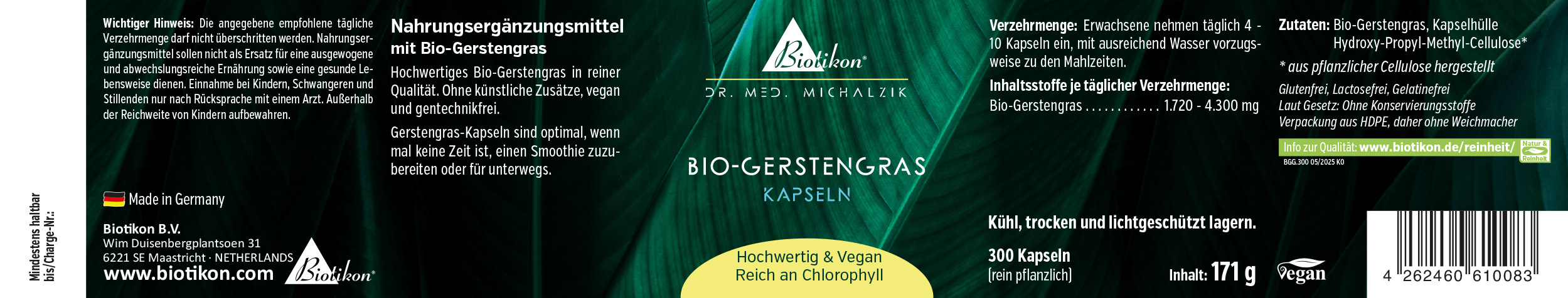 Capsules d'herbe d'orge biologique – Étiquette