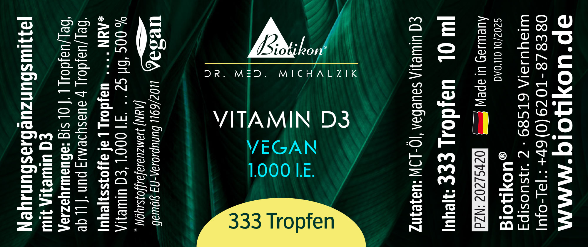 Vitamine D3 1000 UI étiquette végétalienne Vitamine D3 1000 UI étiquette végétalienne