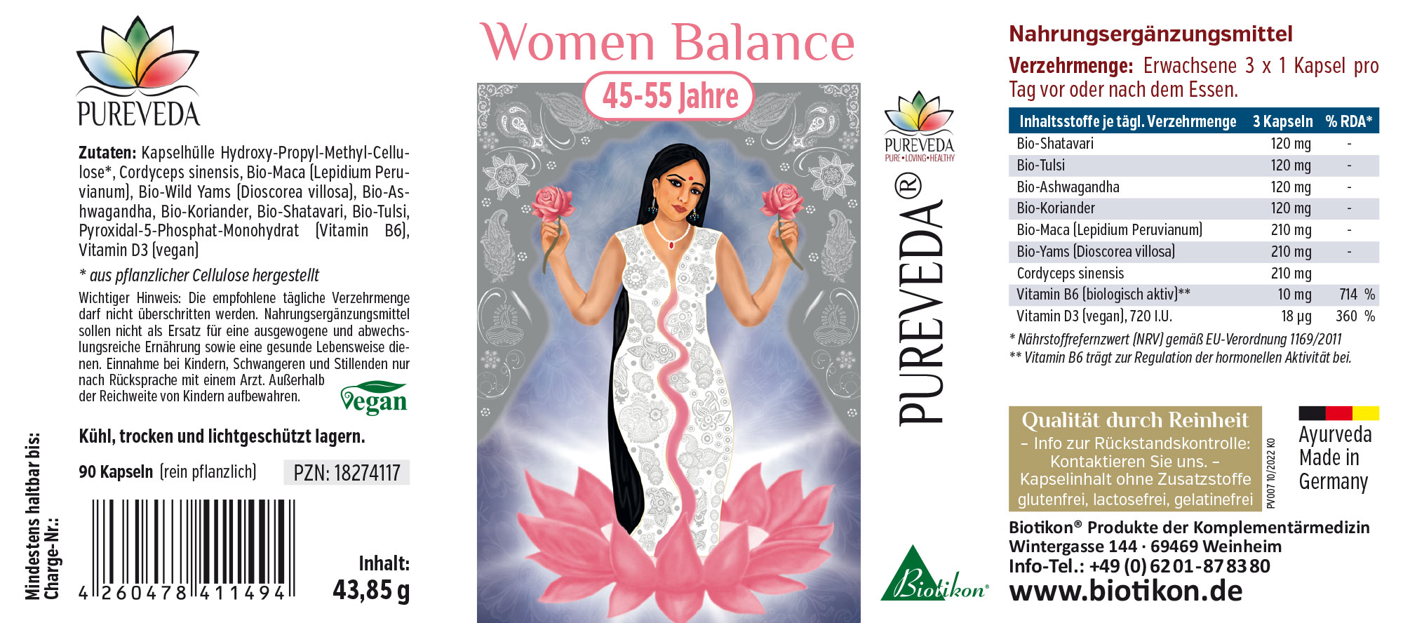 Équilibre Féminin – 90 Capsules Complément pour femmes de 45 à 55 ans, 90 capsules végétales dans l'emballage, fabriqué à partir d'ingrédients 100 % végétaux.