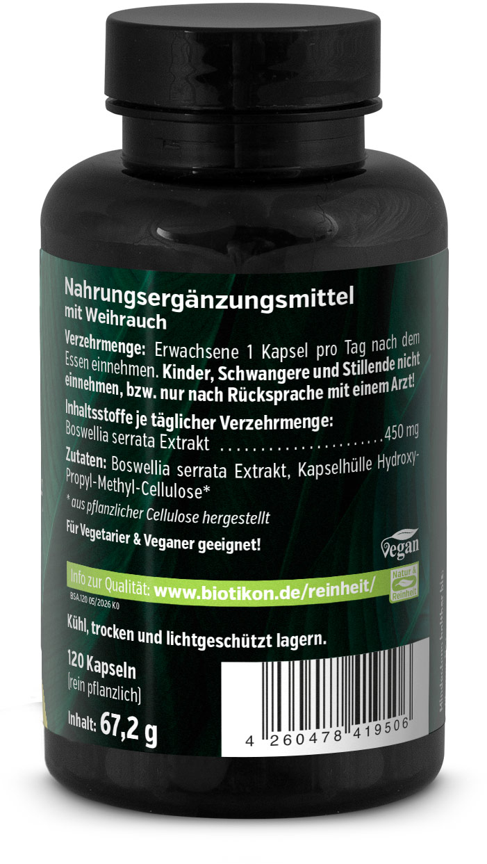 Encens 450 mg Boswellia serrata Boîte arrière