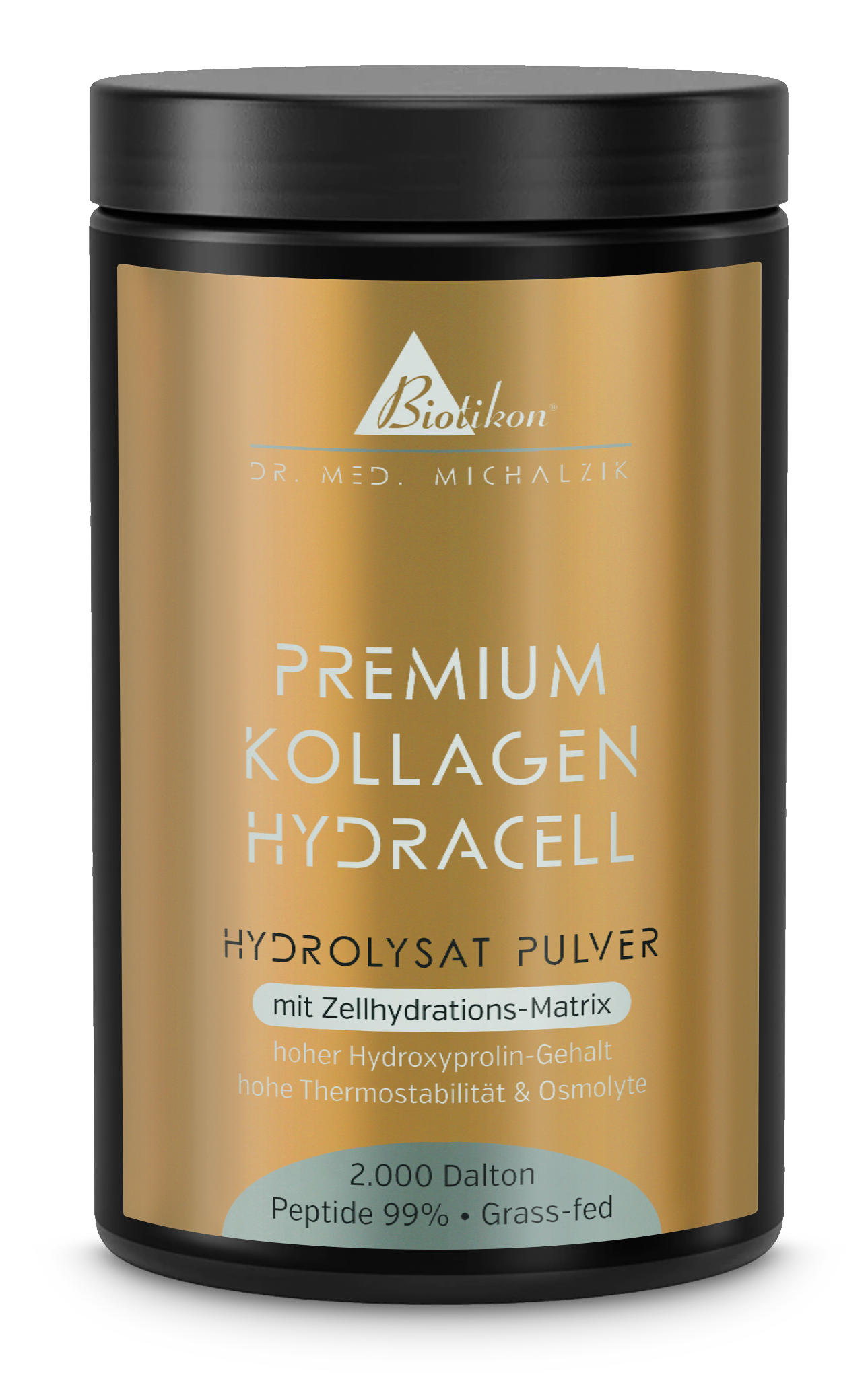 Poudre d’hydrolysat de collagène premium HydraCell – face avant du pot