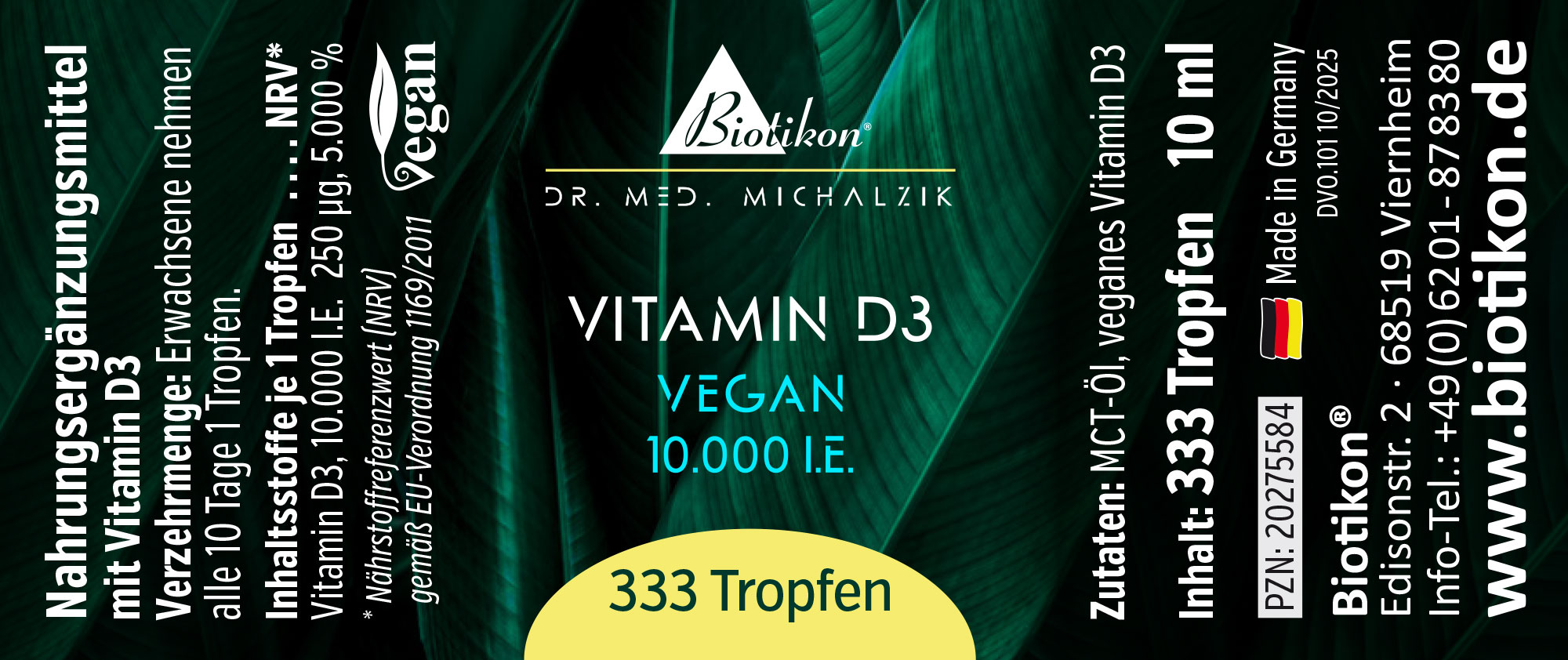 Vitamine D3 10000 UI étiquette végétalienne Vitamine D3 10000 UI étiquette végétalienne