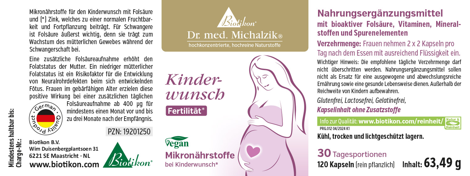 Acide Folique 120 Capsules - Complément Fertilité Complément de fertilité avec 120 capsules véganes, emballé dans un carton, vue de face.