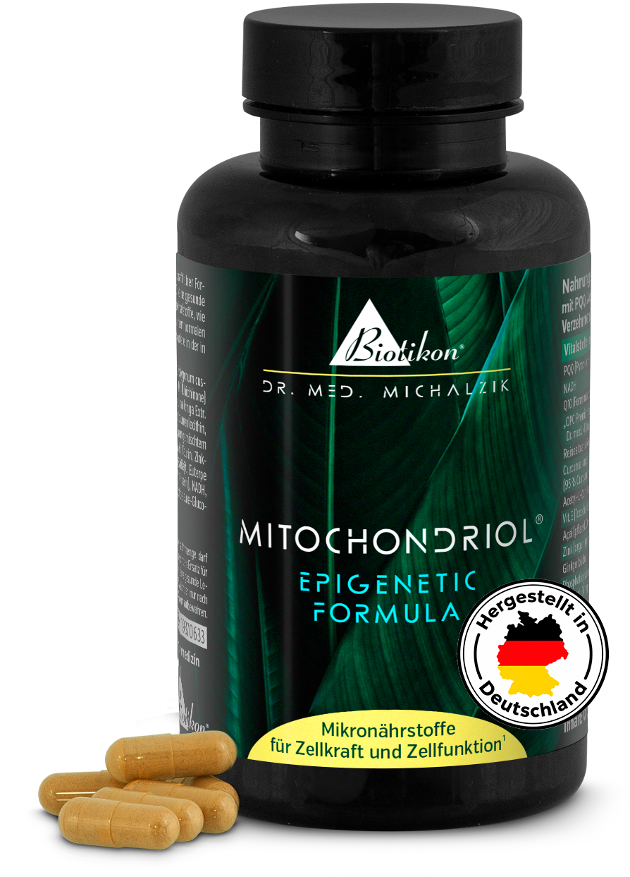 Boîte de Mitochondriol avec logo « Fabriqué en Allemagne »