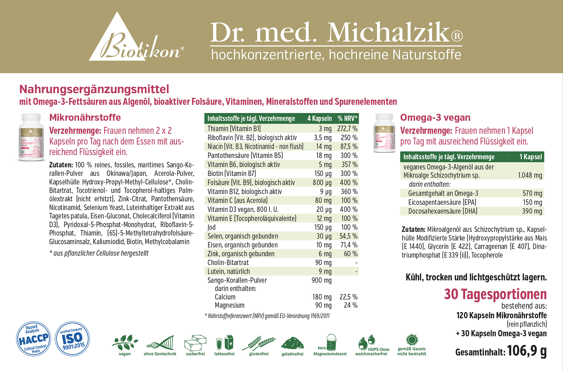 Complément alimentaire en capsules, 120 capsules, pour micronutriments et Oméga-3, emballage blanc