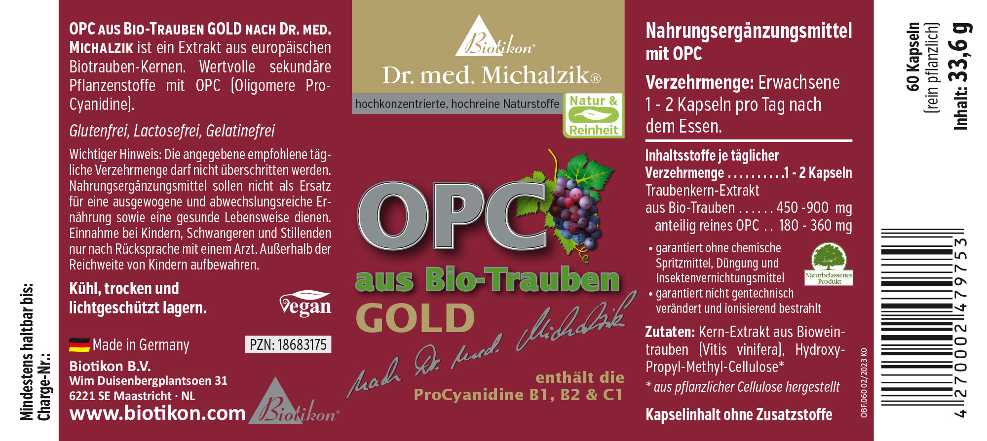 OPC de raisins biologiques OR – label
