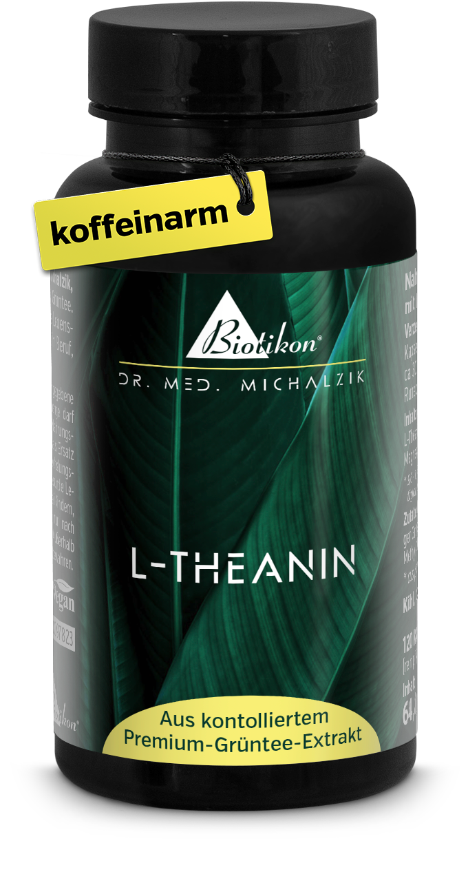 Vue de face du contenant de capsules de L-théanine
