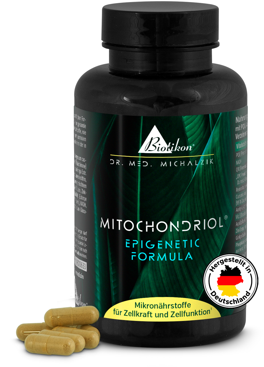Boîte de Mitochondriol avec logo « Fabriqué en Allemagne » Boîte de Mitochondriol avec logo « Fabriqué en Allemagne »