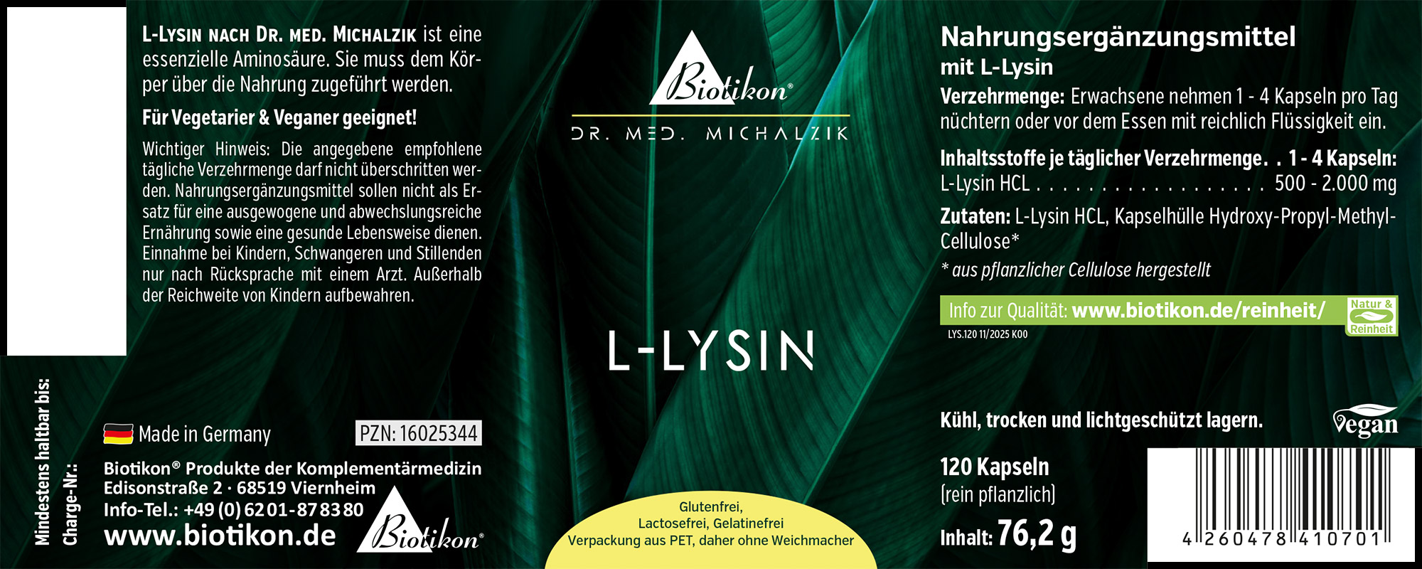 L-Lysine 500 mg – 120 Gélules