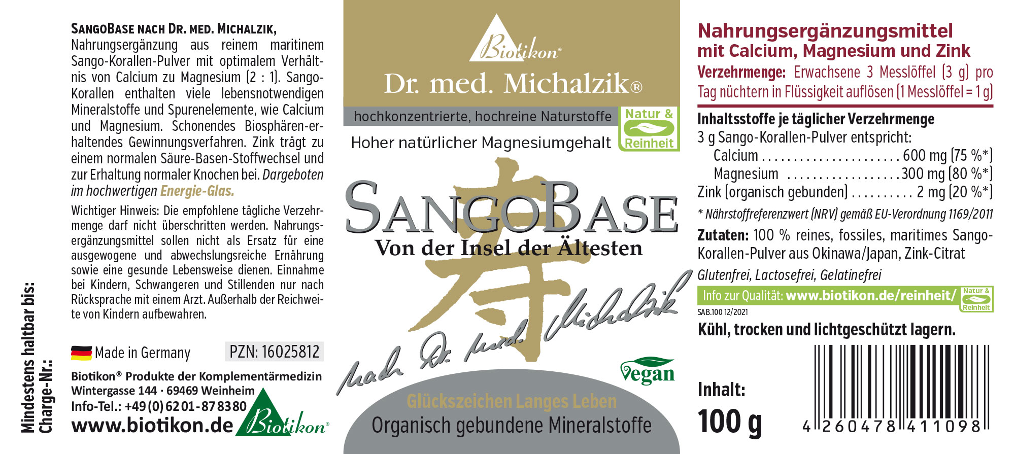 SangoBase 100 g – Poudre de Corail SangoBase complément alimentaire en poudre, emballage de 100 g, poudre de corail marin.