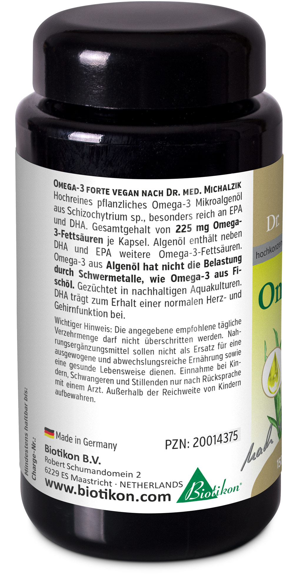Oméga 3 forte pour végétaliens - 120 gélules, verre violet