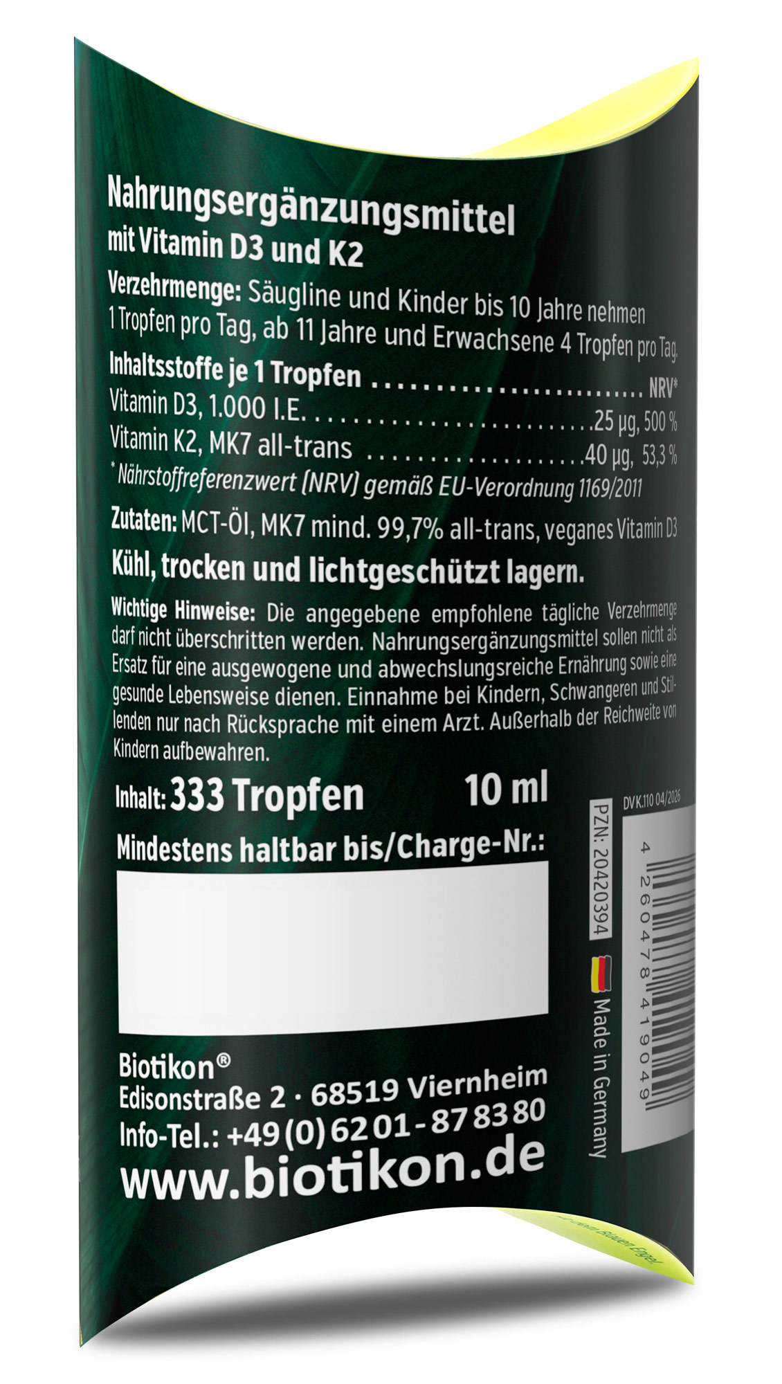 Vitamine D3 + K2 MK7, 1 000 UI + 40 µg (10 ml)