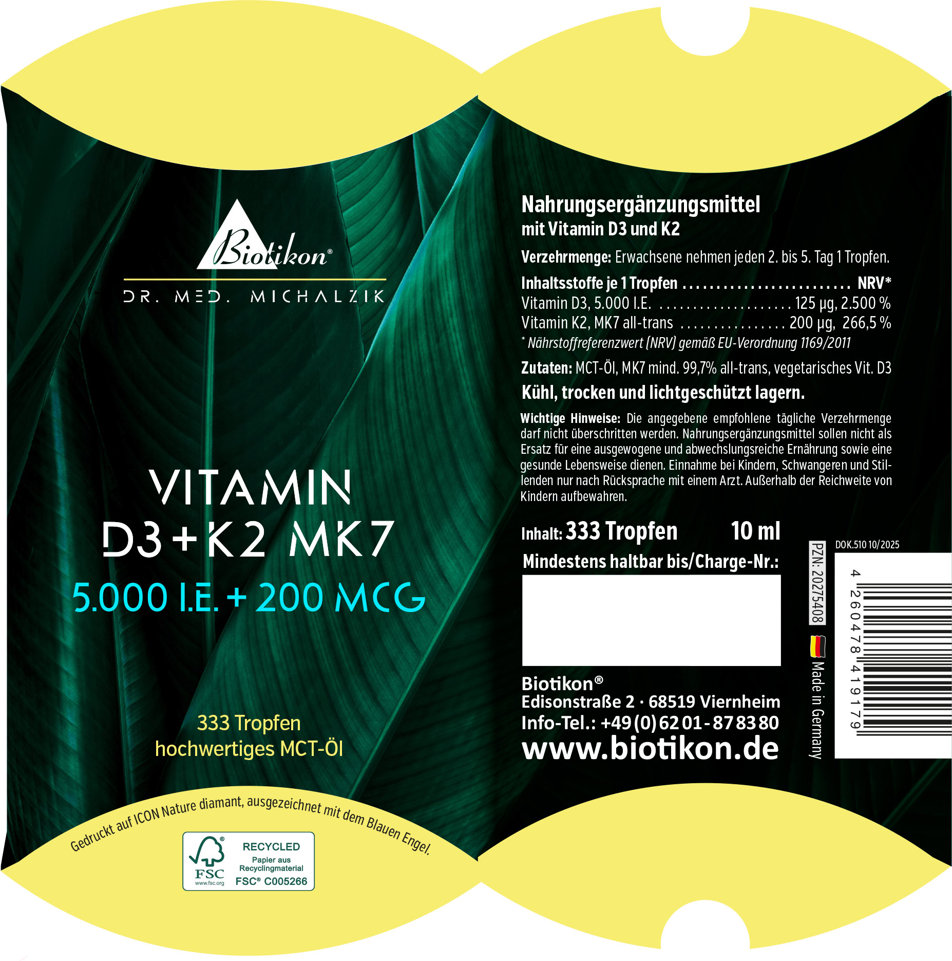 Vitamine D3 + K2 5 000 UI 200 mcg, boîte oreiller classique Vitamine D3 + K2 5 000 UI 200 mcg, boîte oreiller classique