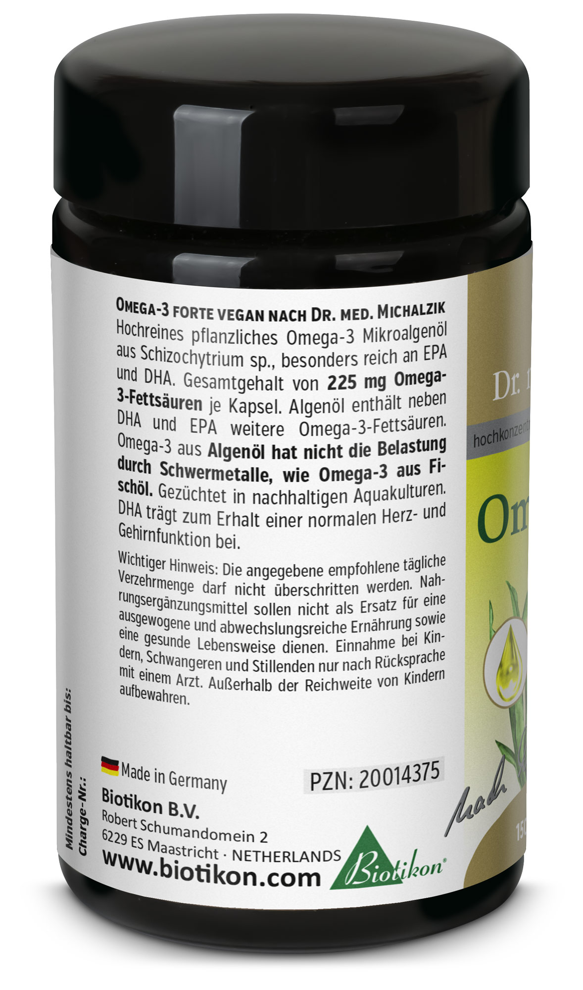 Oméga 3 forte pour végétaliens - 60 gélules, verre violet