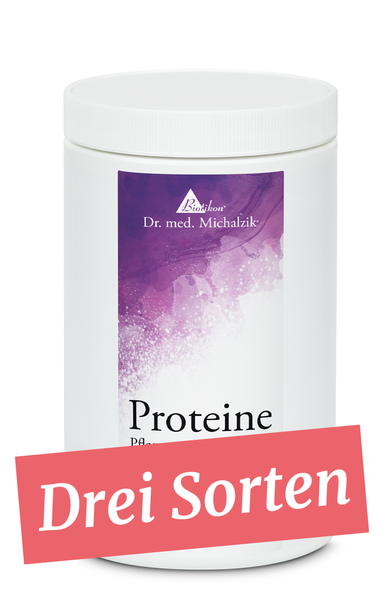 Poudre de Protéine – Trois Variétés Contenant blanc avec design violet, poudre de protéines, 500 g, trois saveurs différentes.