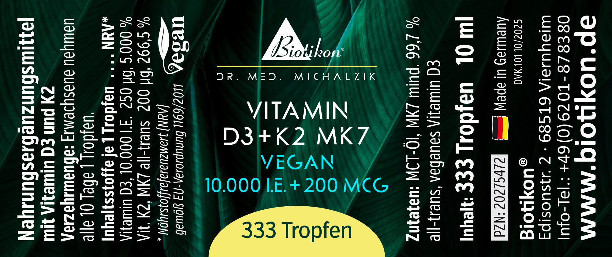 Vitamine D3 K2-10000 UI étiquette végétalienne Vitamine D3 K2-10000 UI étiquette végétalienne