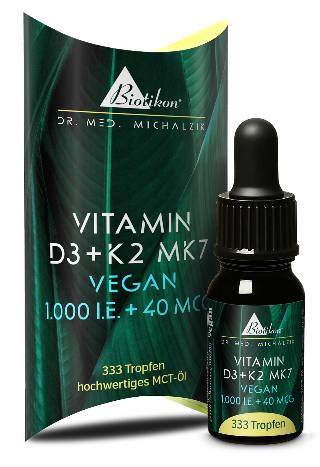 Vitamine D3+K2 10 ml 1000 UI vegan Boîte avec flacon