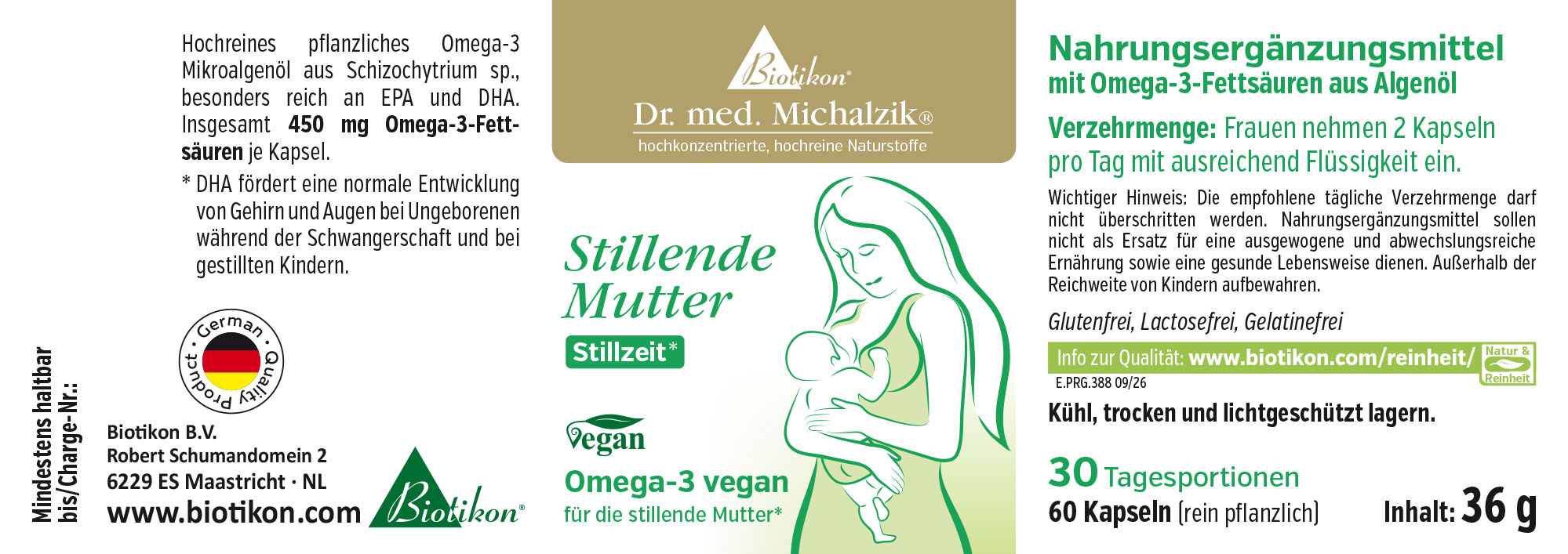 Acides gras oméga-3 570 mg – Gélules Complément alimentaire d'oméga-3 à base de microalgues, 30 gélules, 42,3 g.