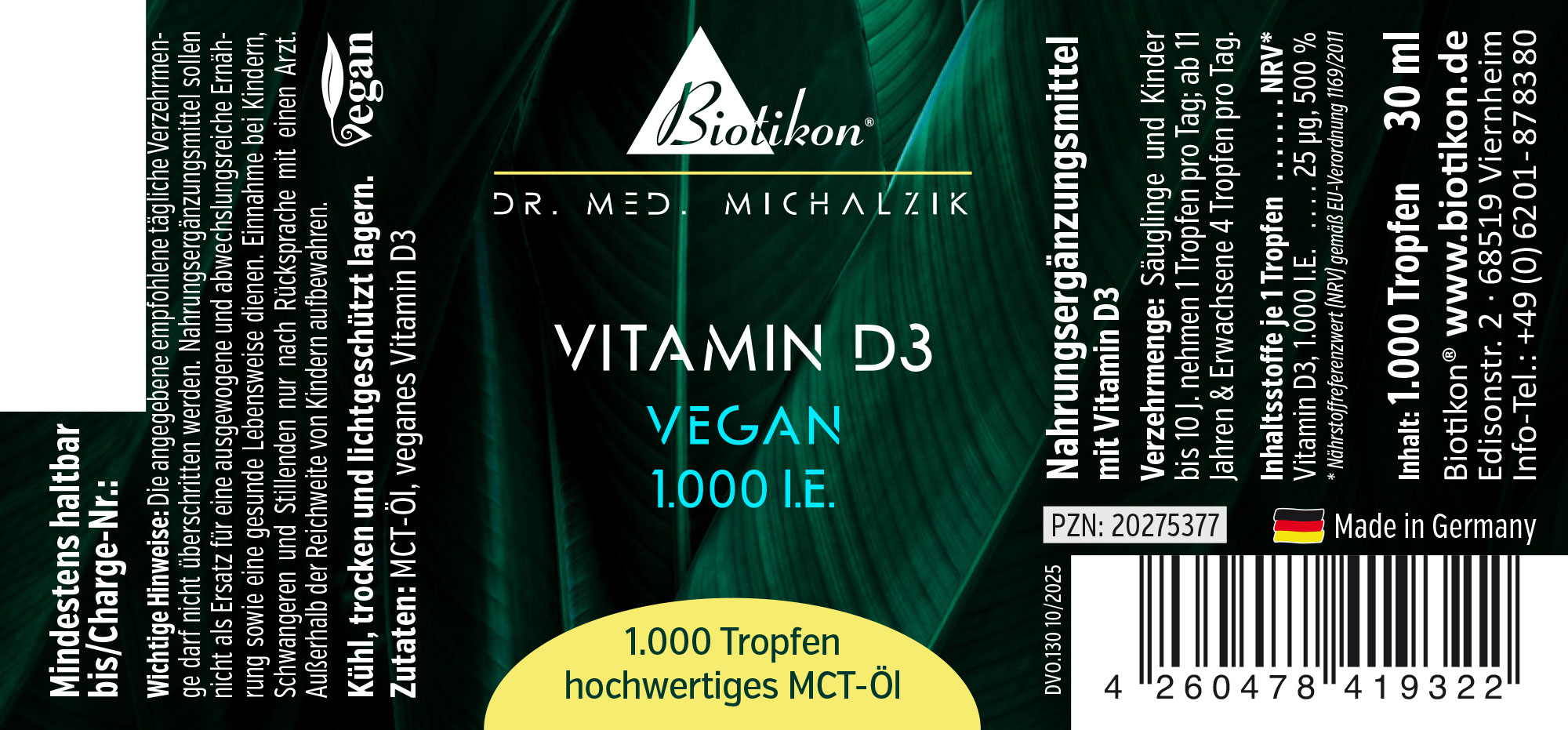 Vitamine D3 1000 UI, étiquette végétalienne (2) Vitamine D3 1000 UI, étiquette végétalienne (2)