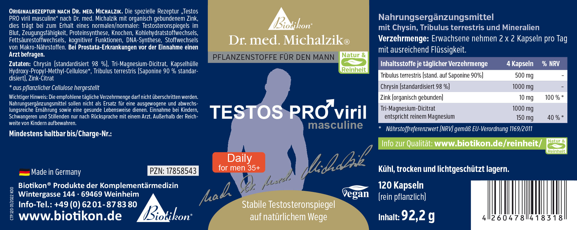 Testos PRO viril masculine du Docteur Alexander Michalzik