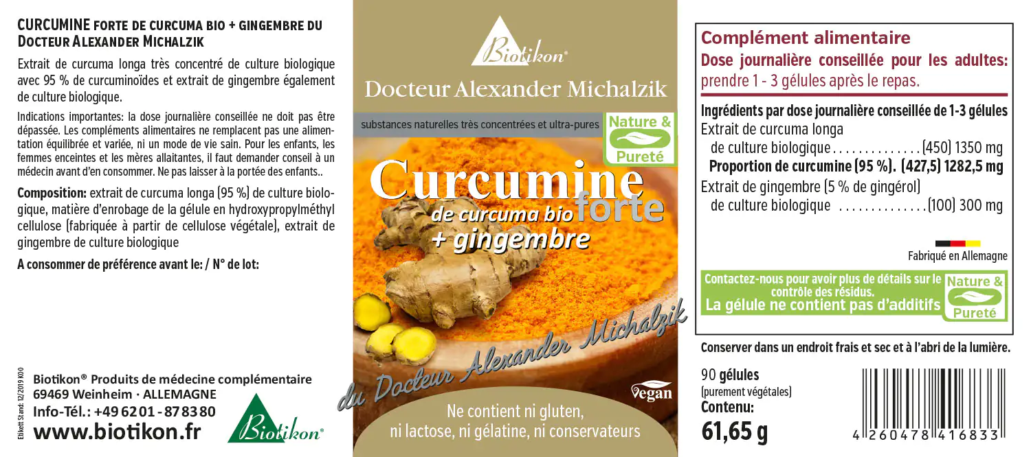 Curcumine forte de curcuma bio + gingembre