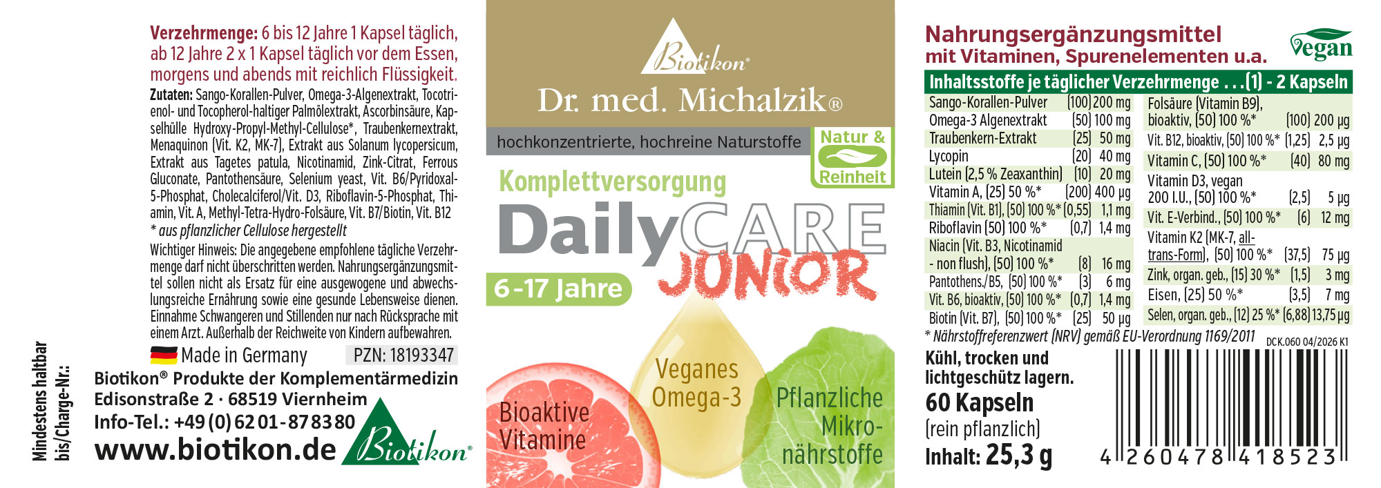 Complément alimentaire, extrait d'algues Omega-3, 60 capsules, végétalien, emballage jaune