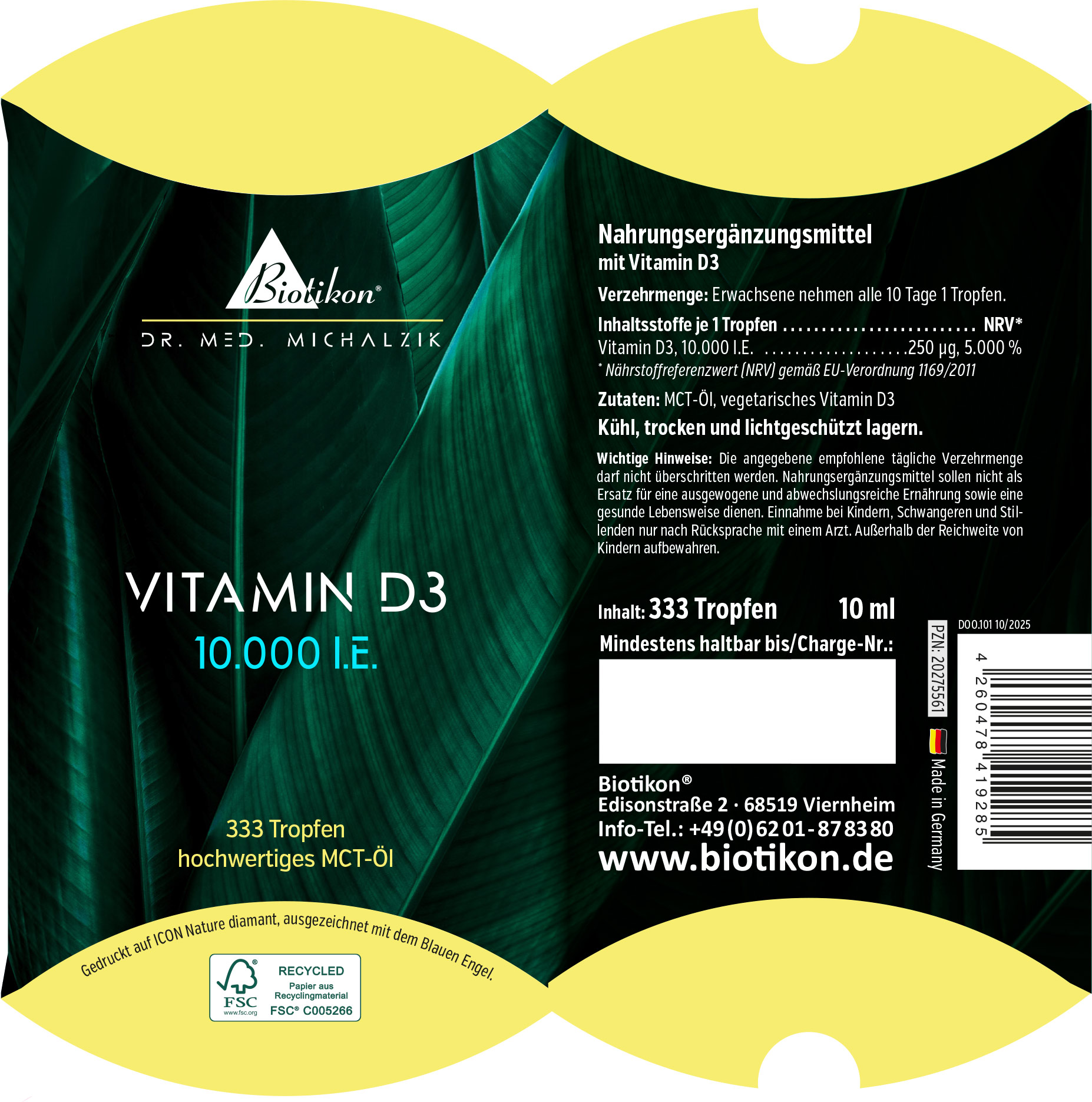 Vitamine D3 10 000 UI, boîte classique Vitamine D3 10 000 UI, boîte classique