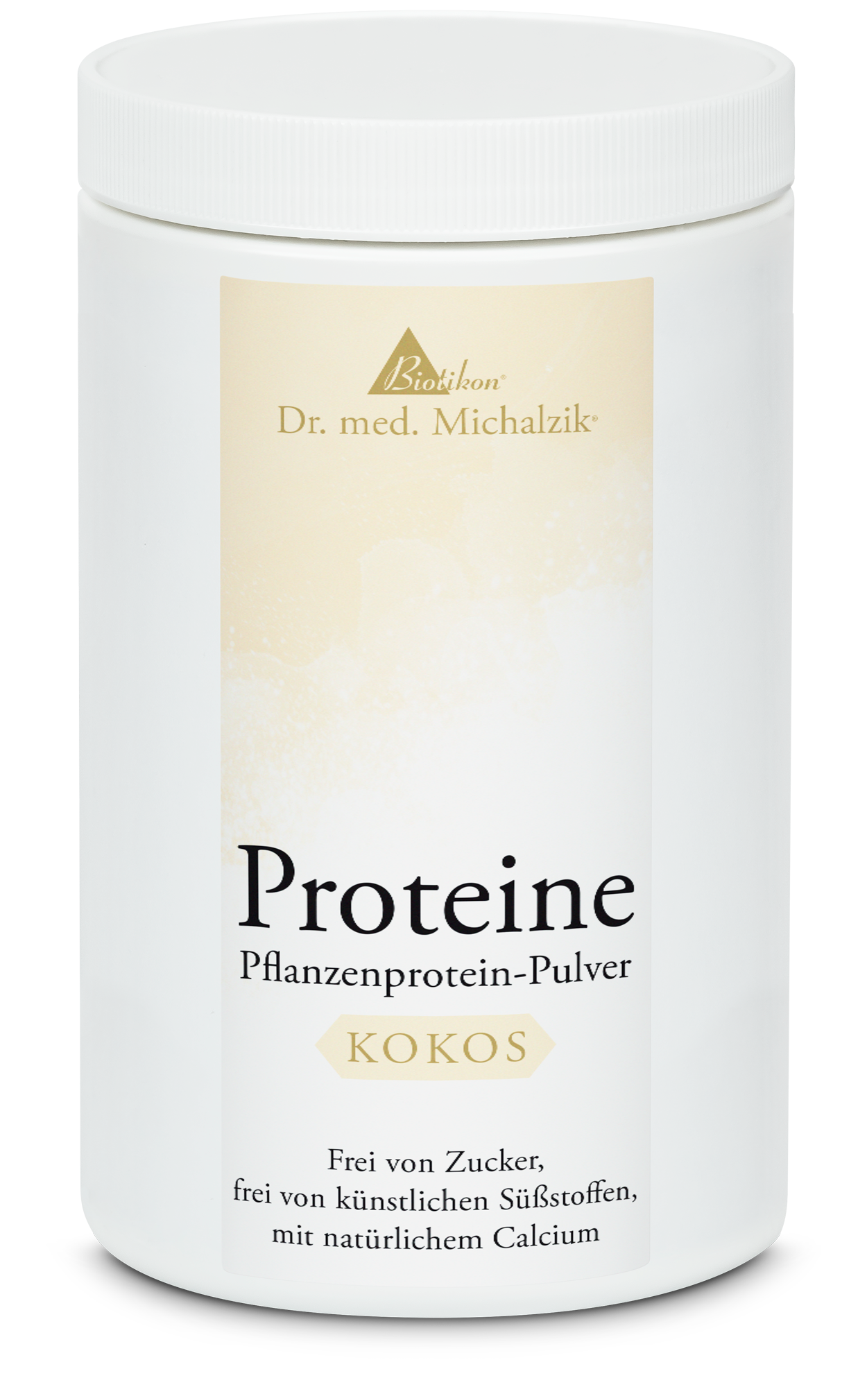 Poudre de Protéine Végétale Coco – 500 g Contenant blanc de poudre de protéine végétale coco, 500 g, vue dégagée, emballage neutre.