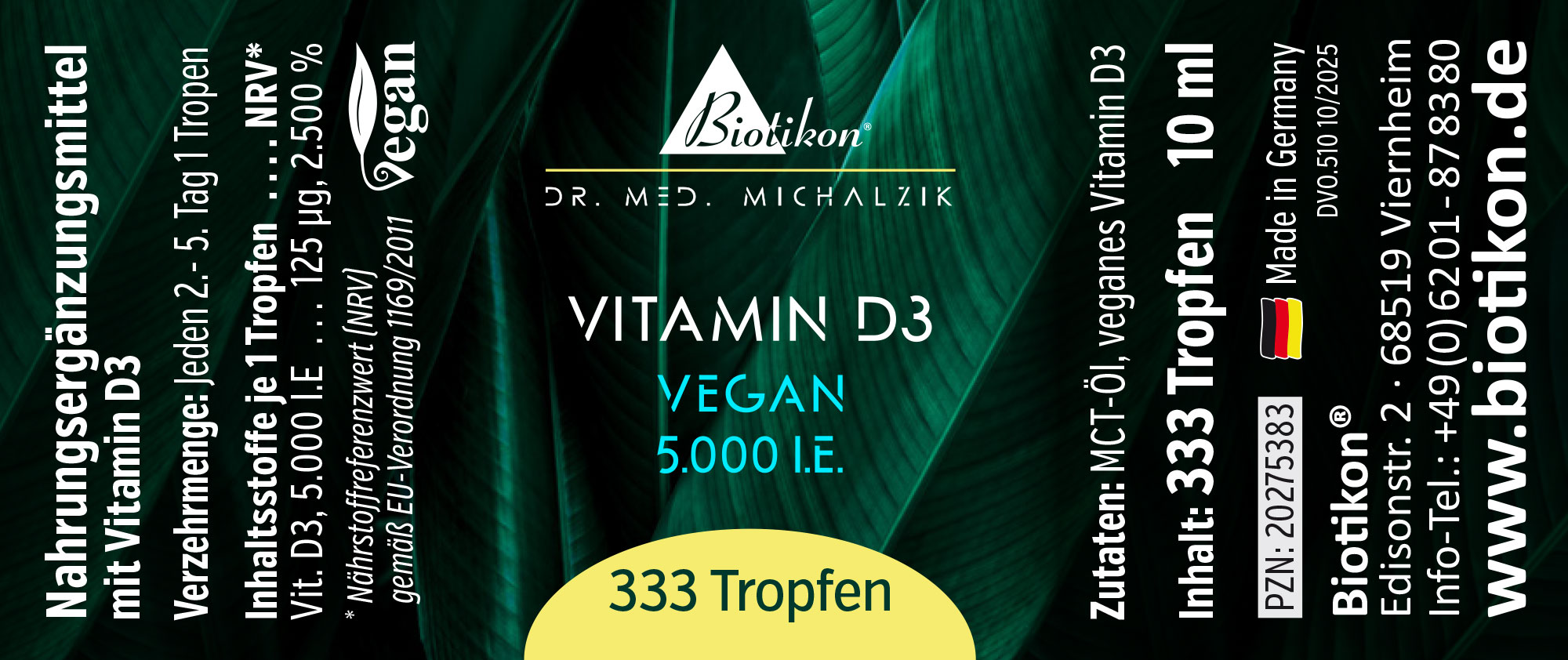 Vitamine D3 5000 UI étiquette végétalienne Vitamine D3 5000 UI étiquette végétalienne