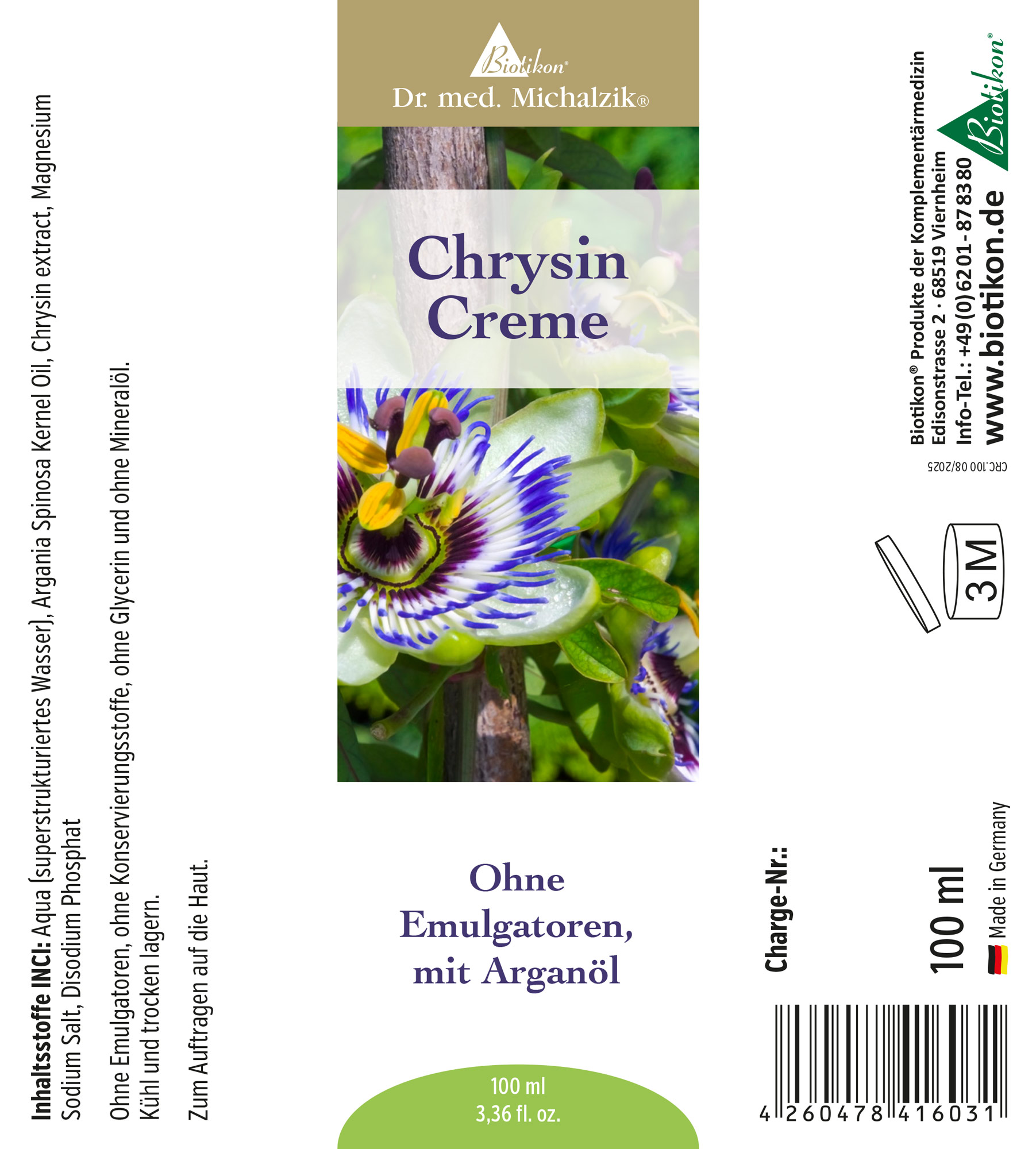 Étiquette de crème Chrysin Étiquette de crème Chrysin
